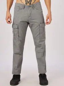 NEVER NEUD Men Relaxed Fit Dyed Bulky Cargos Trousers