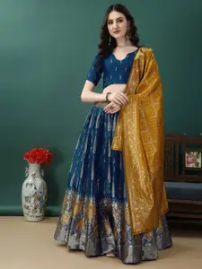 A TO Z CART Woven Design Zari Ready to Wear Lehenga & Unstitched Blouse With Dupatta