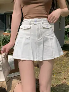 StyleCast Pure Cotton A-Line Mini Flared Hem Skirt