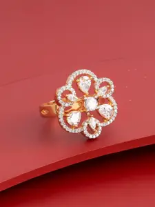Kushal's Fashion Jewellery White Gold-Plated Party Zircon Finger Ring