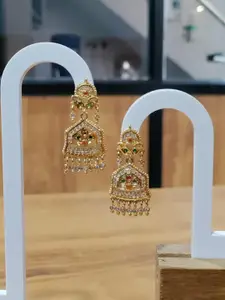 niva fashion Women's Gold Pleated Square Jhumkas Earrings