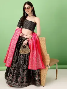 JULEE Ready to Wear Jacquard Lehenga & Unstitched Blouse With Dupatta
