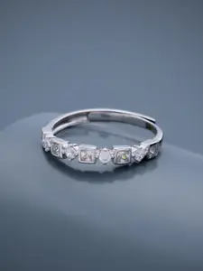 Kushal's Fashion Jewellery White Rhodium-Plated Finger Ring