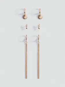 MANGO Set of 3 Contemporary Drop Earrings