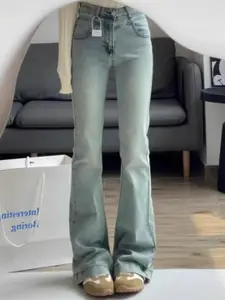 StyleCast Women Comfort Straight Fit High-Rise Light Fade Cotton Jeans