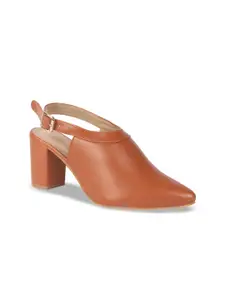 FAUSTO Women Pointed Toe Block Pumps with Buckles