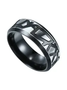 Aiza Men Slate Engraved Silver Ring