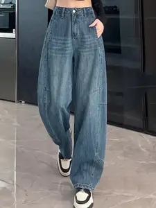 StyleCast Women Wide Leg High Rise Light Fade Stretchable Jeans