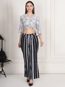 KRIDHAA FASHION BOUTIQUE Printed V-Neck Top With Palazzos Co-Ords