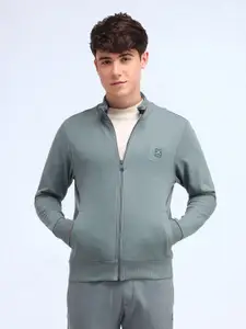 Flying Machine Men Pure Cotton Mock Collar Sweatshirt