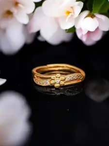 DressBerry Gold-Plated American Diamond Stone Studded Finger Ring