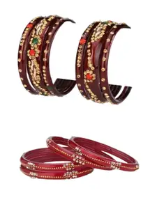 SOMIL Women Red And Maroon Traditional Bangles Set