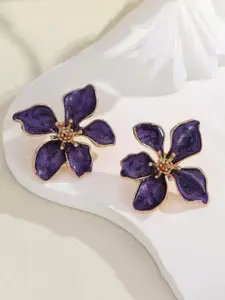 KRENOZ Gold-Plated Floral Shaped Studs