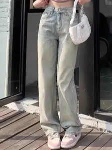 StyleCast Women Comfort Straight Fit High-Rise Light Fade Acid Wash Stretchable Jeans