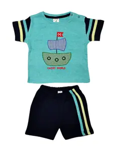 BIO FASHION Boys Printed Short Sleeves Pure Cotton T-shirt With Shorts