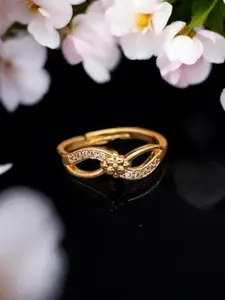 DressBerry Gold-Plated American Diamond Stone Studded Finger Ring
