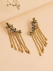 Voylla Gold-Plated Quirky Fringes Dramatic Statement Ear Cuff Earrings