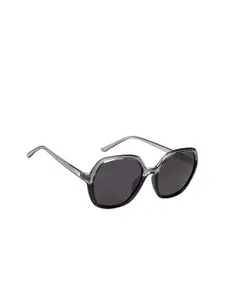 Vincent Chase Women Grey Lens & Gunmetal-Toned Oversized Sunglasses with