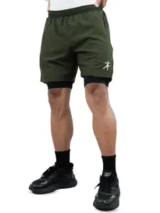 Athflex Men Nylon-Spandex Workout 2in1 Regular Fit Sports Shorts