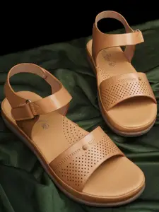 BIG BIRD FOOTWEAR Women Open Toe Flats with Laser Cuts