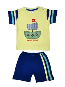 BIO FASHION Boys Printed Short Sleeves Pure Cotton T-shirt With Shorts