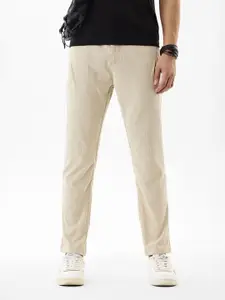 Snitch Men Textured Slim Fit Corduroy Trousers