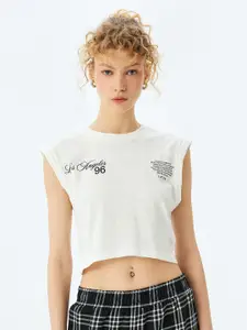 Koton Women Extended Sleeves Crop Cotton Tank Top