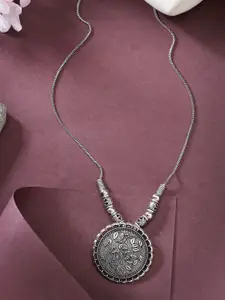 Anouk Silver-Toned Circular Shape Pendant Necklace