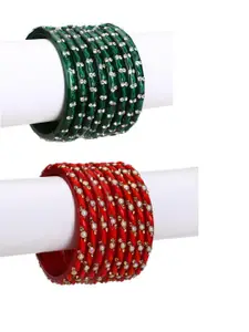 SOMIL Women Green& Red Bangles