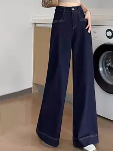 StyleCast Women Comfort Wide Leg High-Rise Cuffed Hem Stretchable Jeans