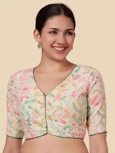 Studio Shringaar Printed V-Neck Saree Blouse