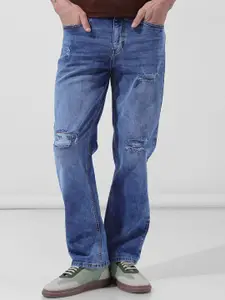The Indian Garage Co Men Mid-Rise Highly Distressed Heavy Fade Stretchable Jeans