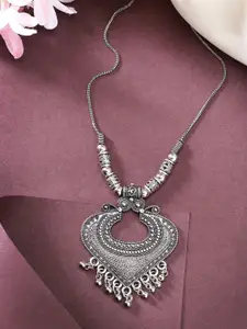 Anouk Women Silver-Toned German Silver Oxidised Pendant with Chain