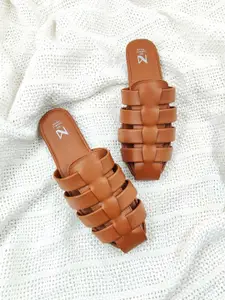 THE MADRAS TRUNK Women Printed Mules with Laser Cuts Flats