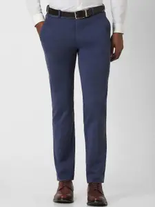 Peter England Men Textured Slim Fit Formal Trousers