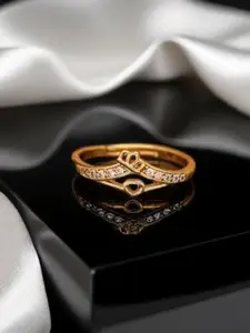 DressBerry Gold Plated AD Studded Adjustable Ring