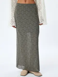 Koton Women Printed Straight Maxi Skirt