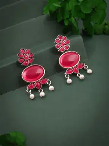 DIVASTRI Red Floral Contemporary Drop Earrings