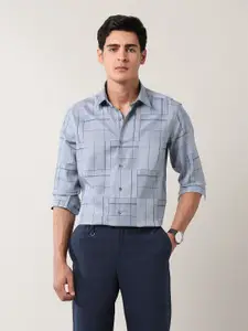 Arrow New York Men Slim Fit Checks Spread Collar Cotton Formal Shirt