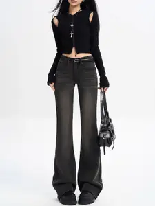 StyleCast Women Comfort Wide Leg Mid-RiseLight Fade Stretchable Jeans