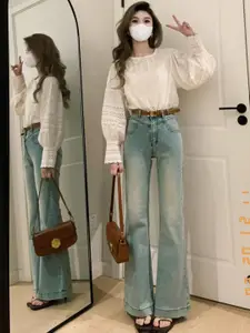 StyleCast Women Comfort High-Rise Light Fade Stretchable Bootcut Jeans