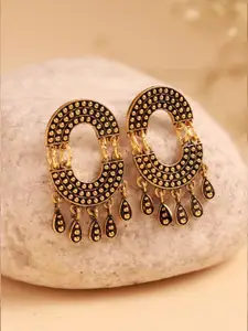 Voylla Gold Plated Quirky Curvy Fringe Drop Earrings