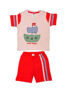 BIO FASHION Boys Embroidered Short Sleeves Pure Cotton T-shirt With Shorts