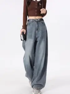 StyleCast Women Comfort Wide Leg High-Rise Light Fade Acid Wash Stretchable Jeans