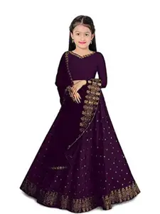 F Plus Fashion Girls Purple Lehenga Choli