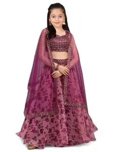F Plus Fashion Girls Blue Net Semi-Stitched Lehenga Choli