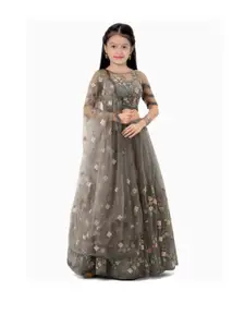 F Plus Fashion Girls Embroidered Semi-Stitched Lehenga & Unstitched Blouse With Dupatta