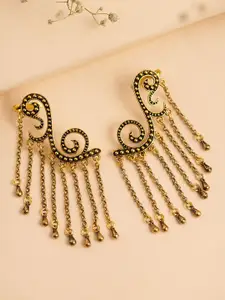 Voylla Fringes Playful Statement Gold Plated Quirky Ear Cuff Earrings