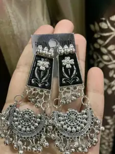 Dev Fashion Oxidised Silver Chandbalis Earrings 2Pc