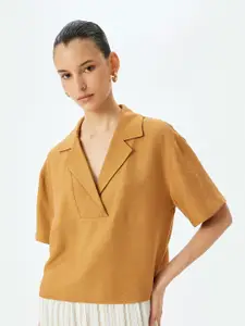 Koton Women Lapel Collar Crop Boxy Top